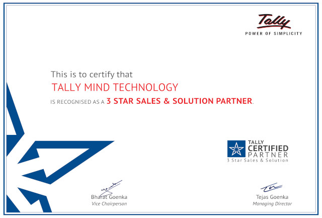 Certificate of Tally Certified Partner